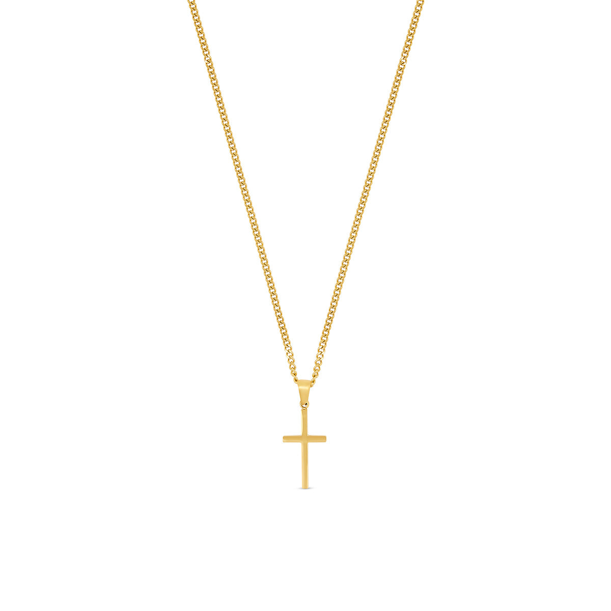Flat Cross Pendant Necklace - Gold