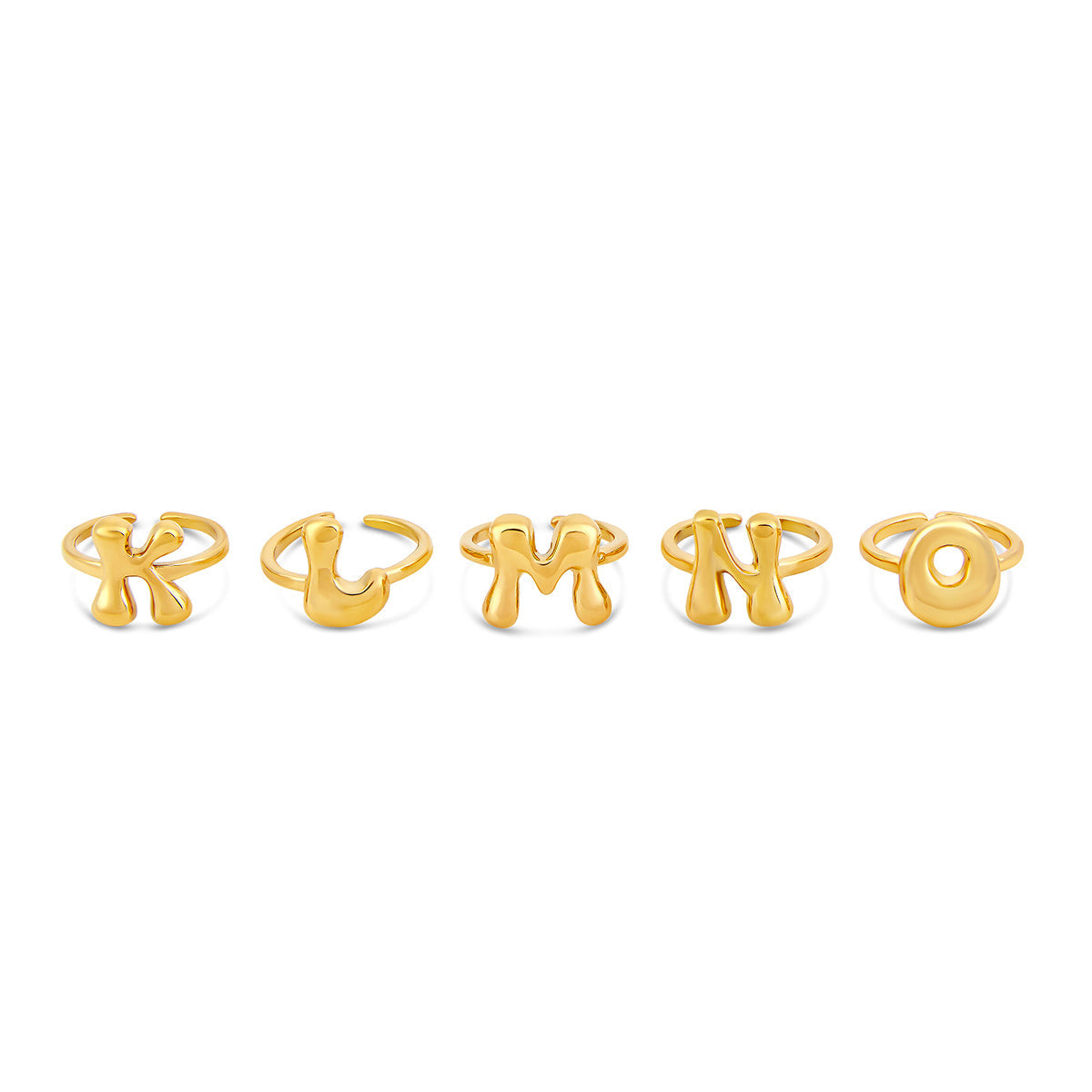 Bubble Initial Adjustable Ring - Gold