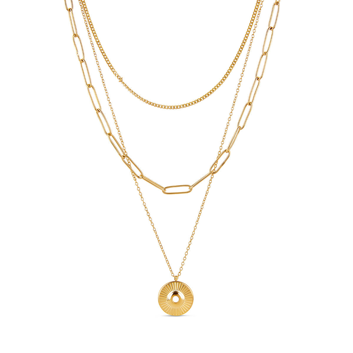 Cleopatra Triple Layered Necklace - Gold