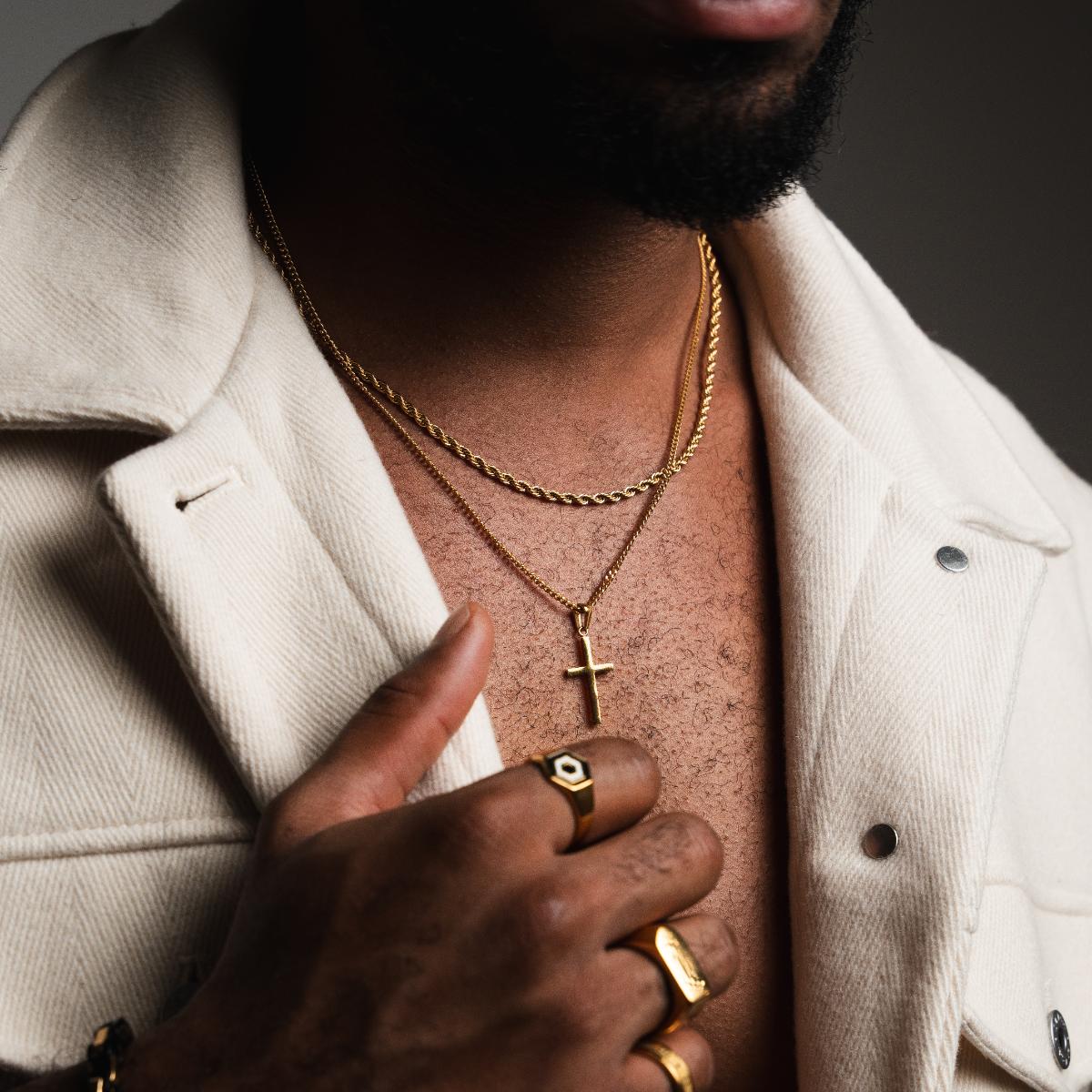 Flat Cross Pendant Necklace - Gold