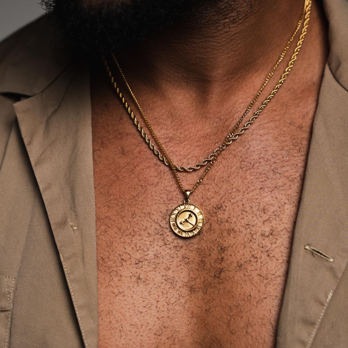 Clock Pendant Necklace - Gold