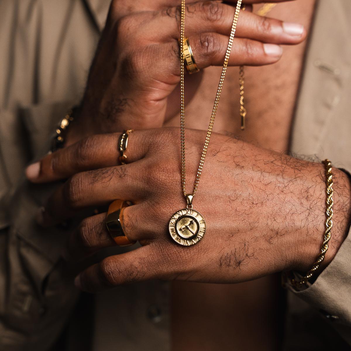 Clock Pendant Necklace - Gold