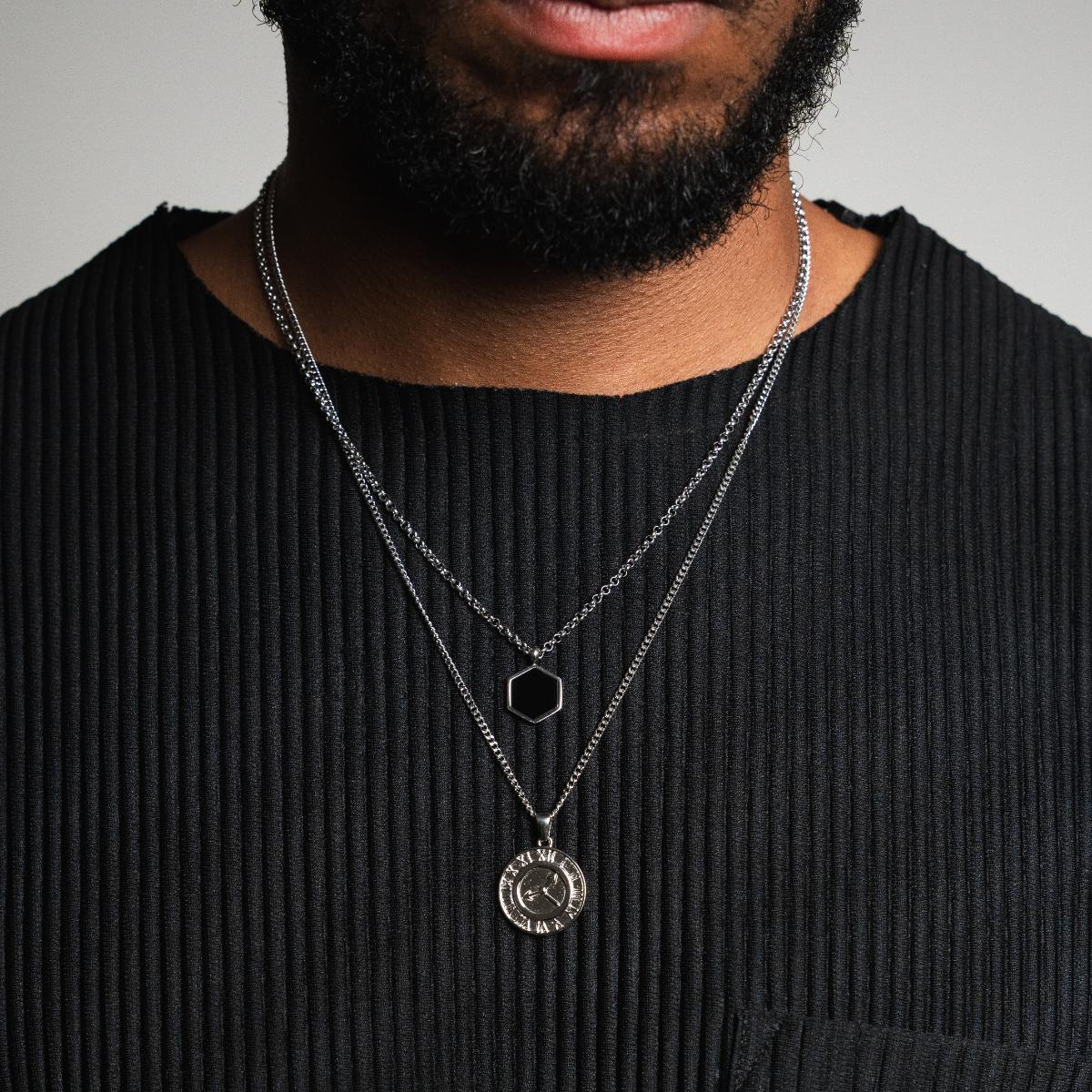 Clock Pendant Necklace - Silver