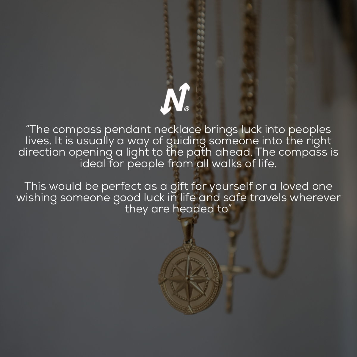 Compass Pendant Necklace - 18K Gold Plated