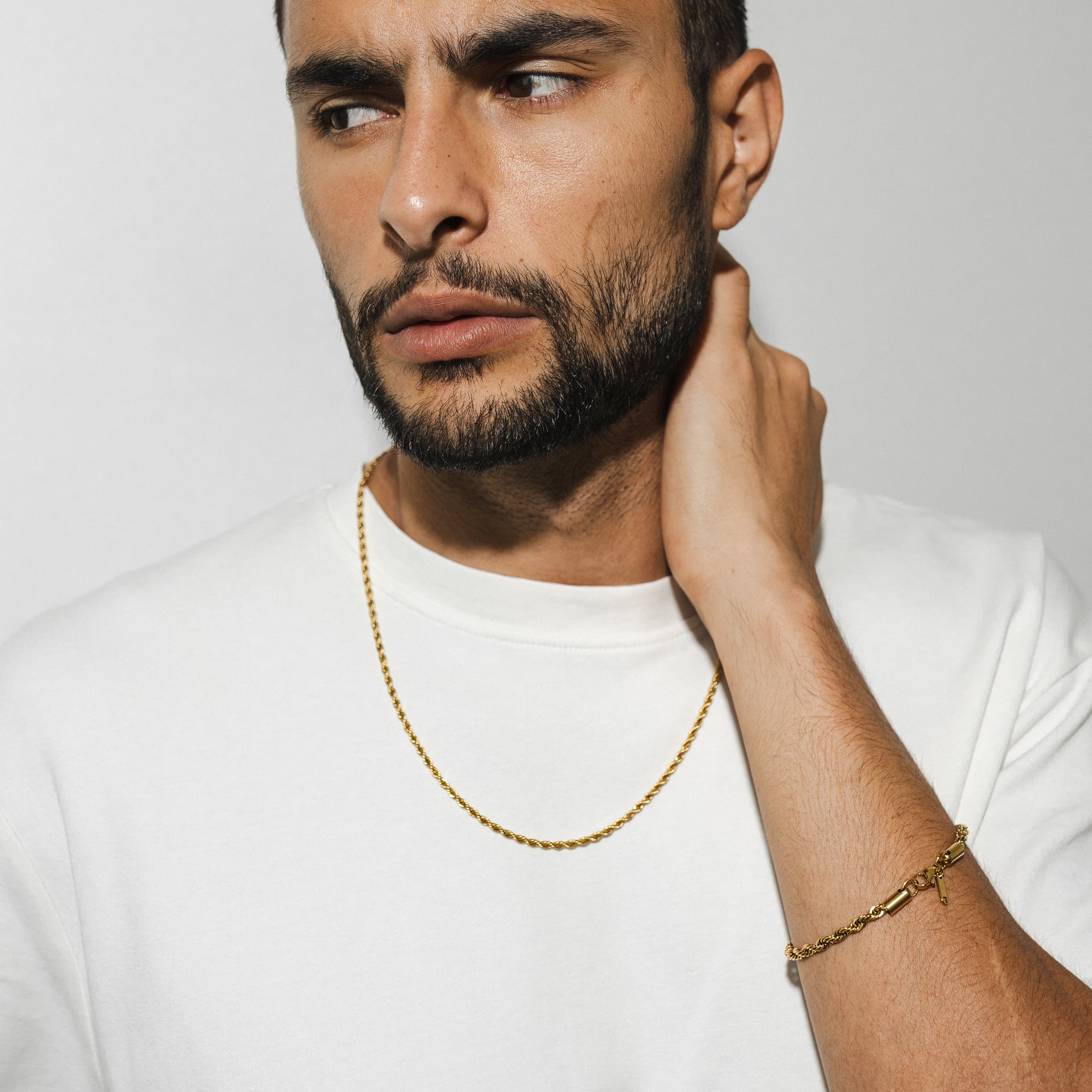 Rope Necklace X Rope Bracelet Set - Gold