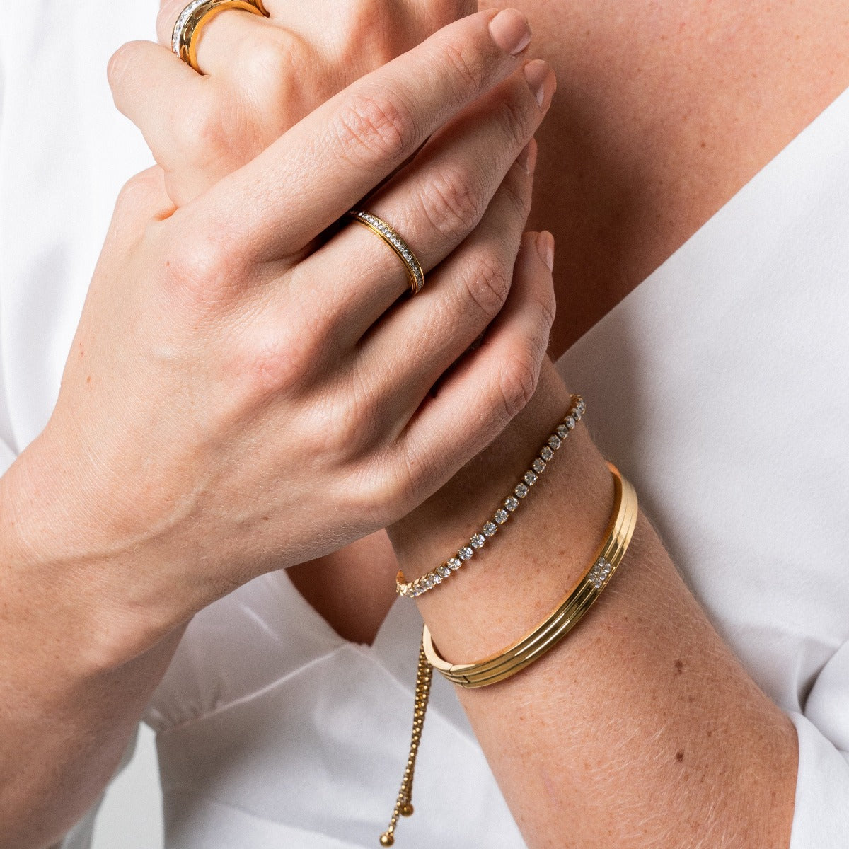 Rotatable Stone Ring - Gold