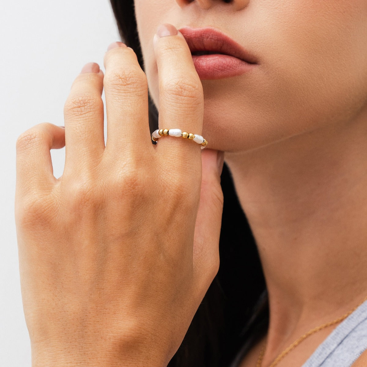 Pearl Fidget Ring - Gold