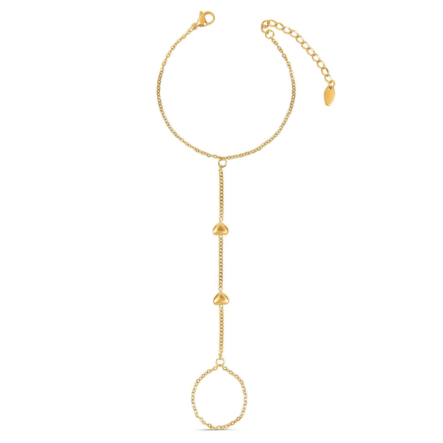 Hearts Hand Chain - Gold