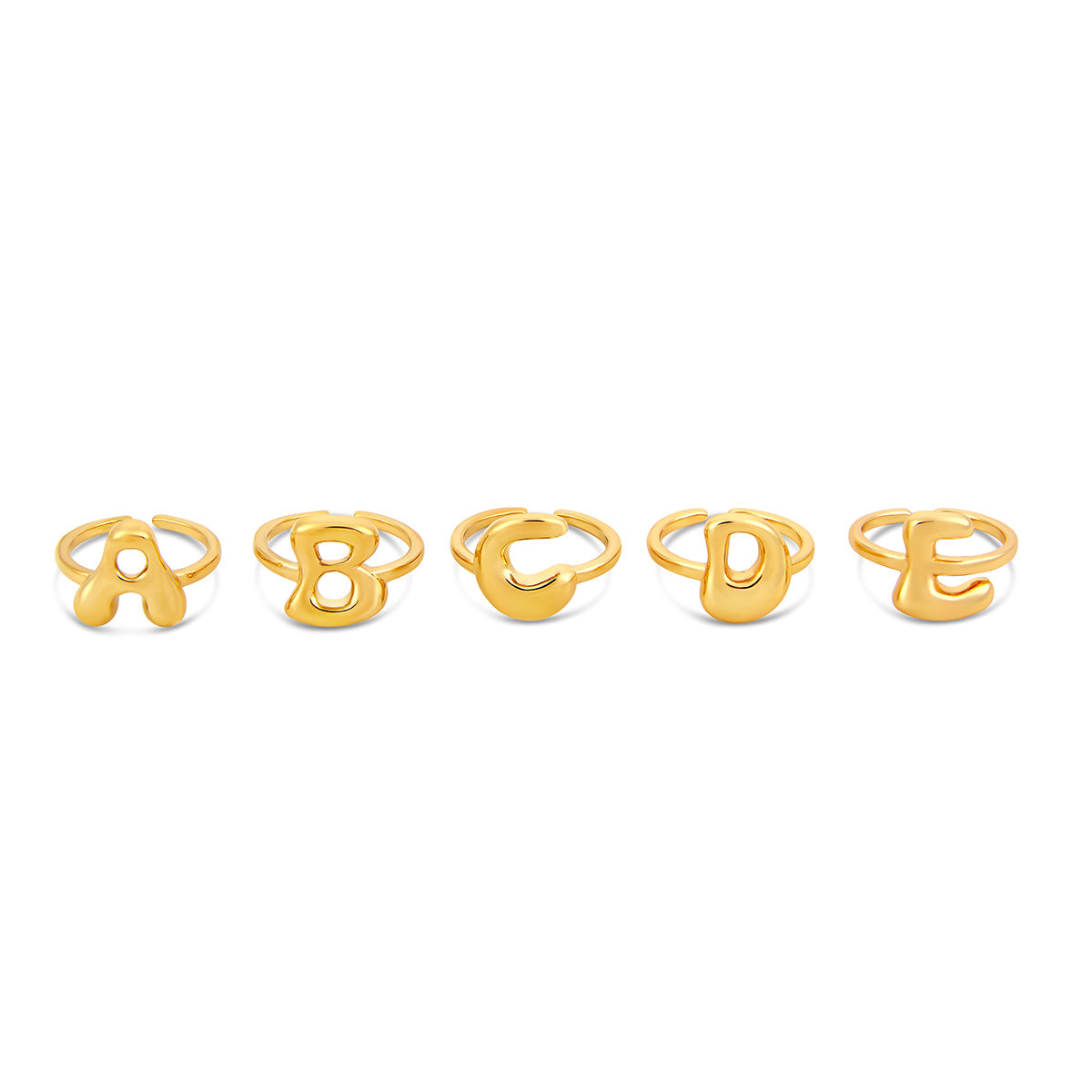Bubble Initial Adjustable Ring - Gold