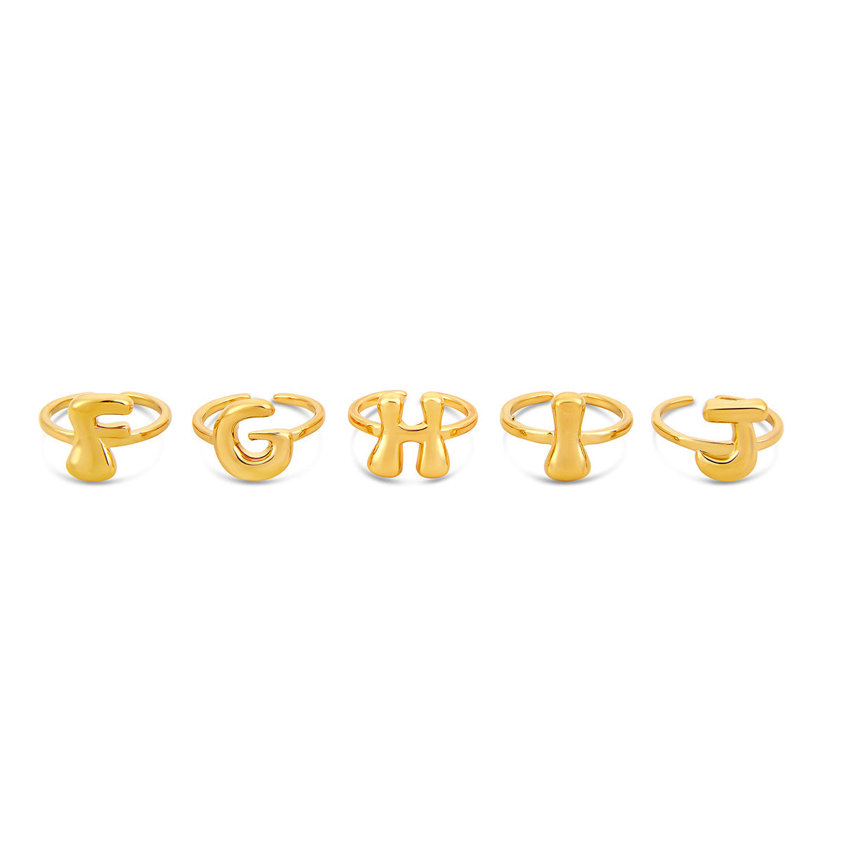 Bubble Initial Adjustable Ring - Gold
