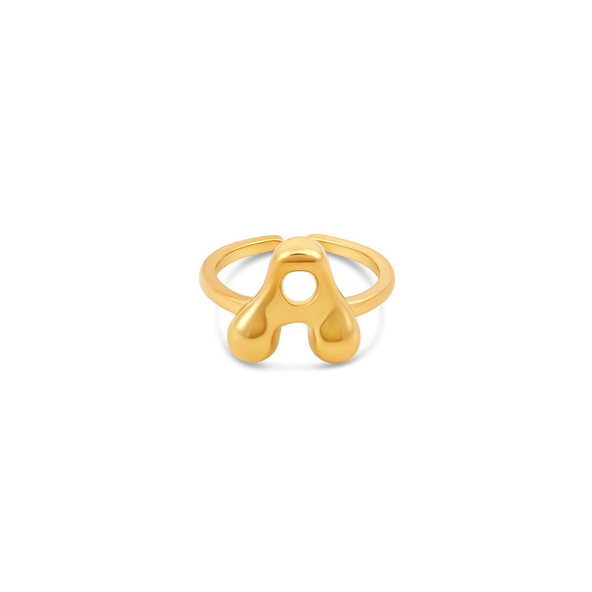 Bubble Initial Adjustable Ring - Gold