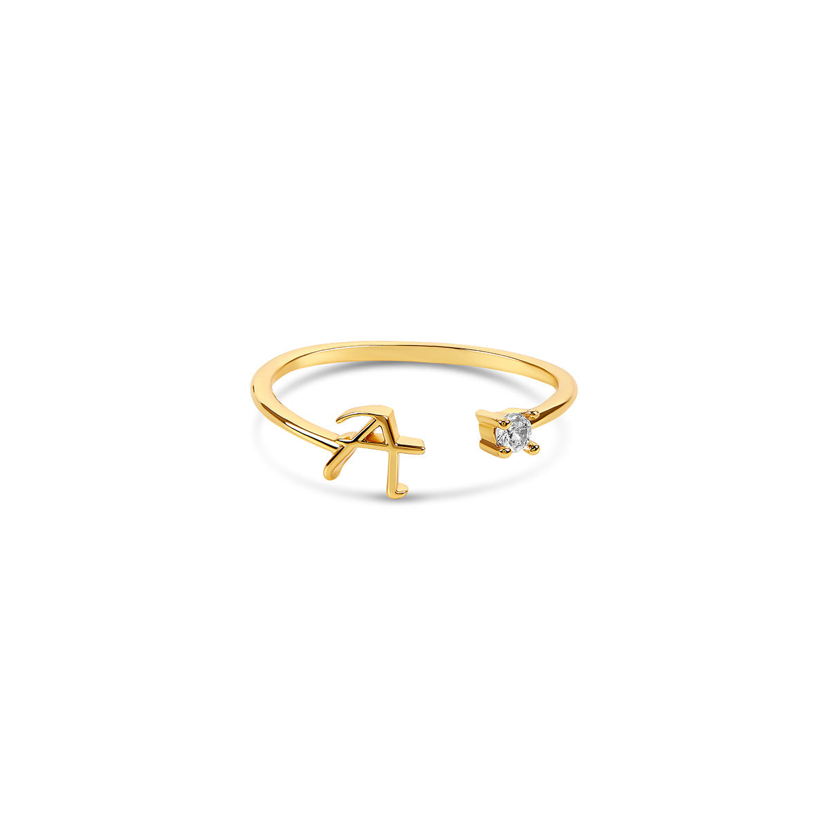 Scripture Stone Initial Adjustable Ring - Gold