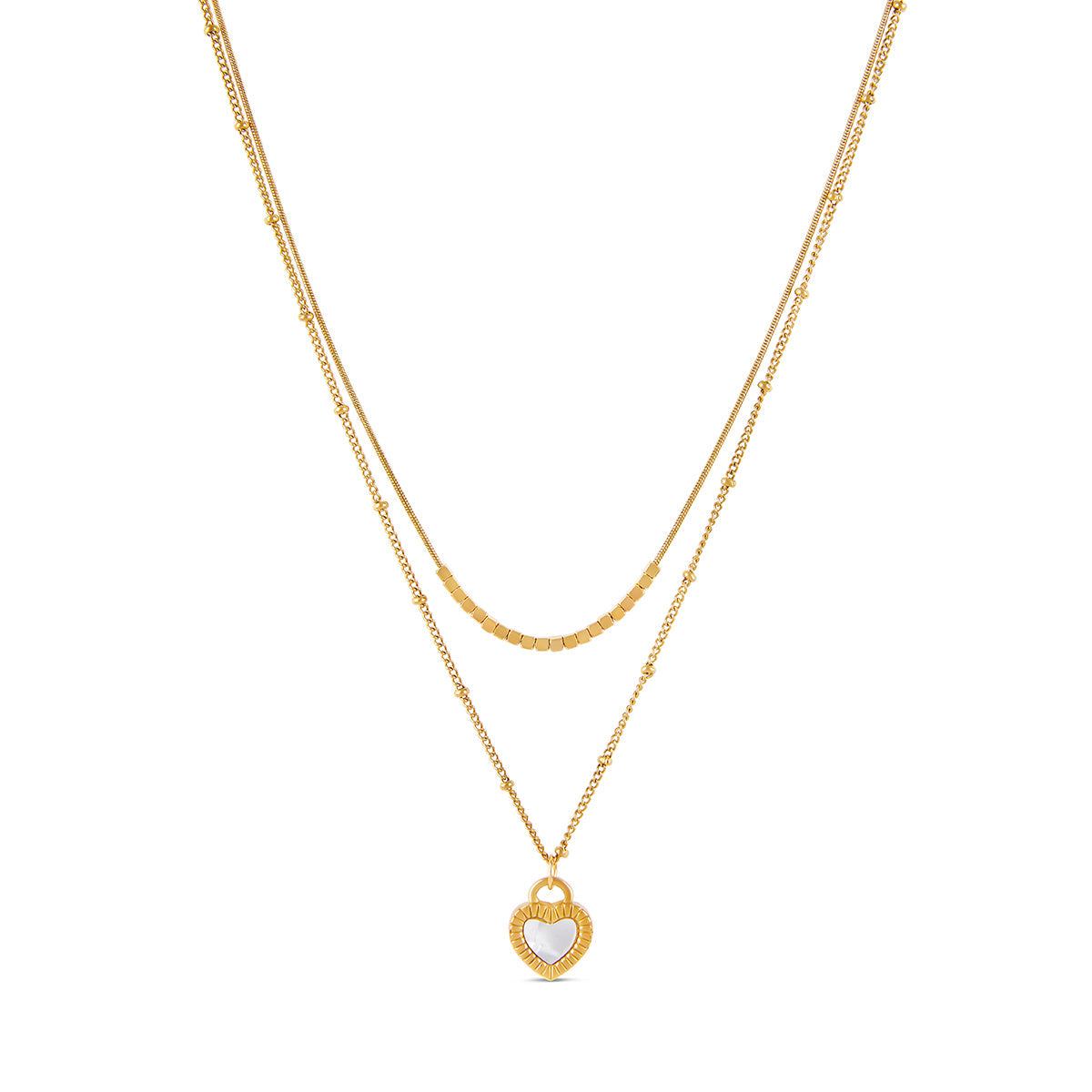 Marble Heart Layered Necklace - Gold