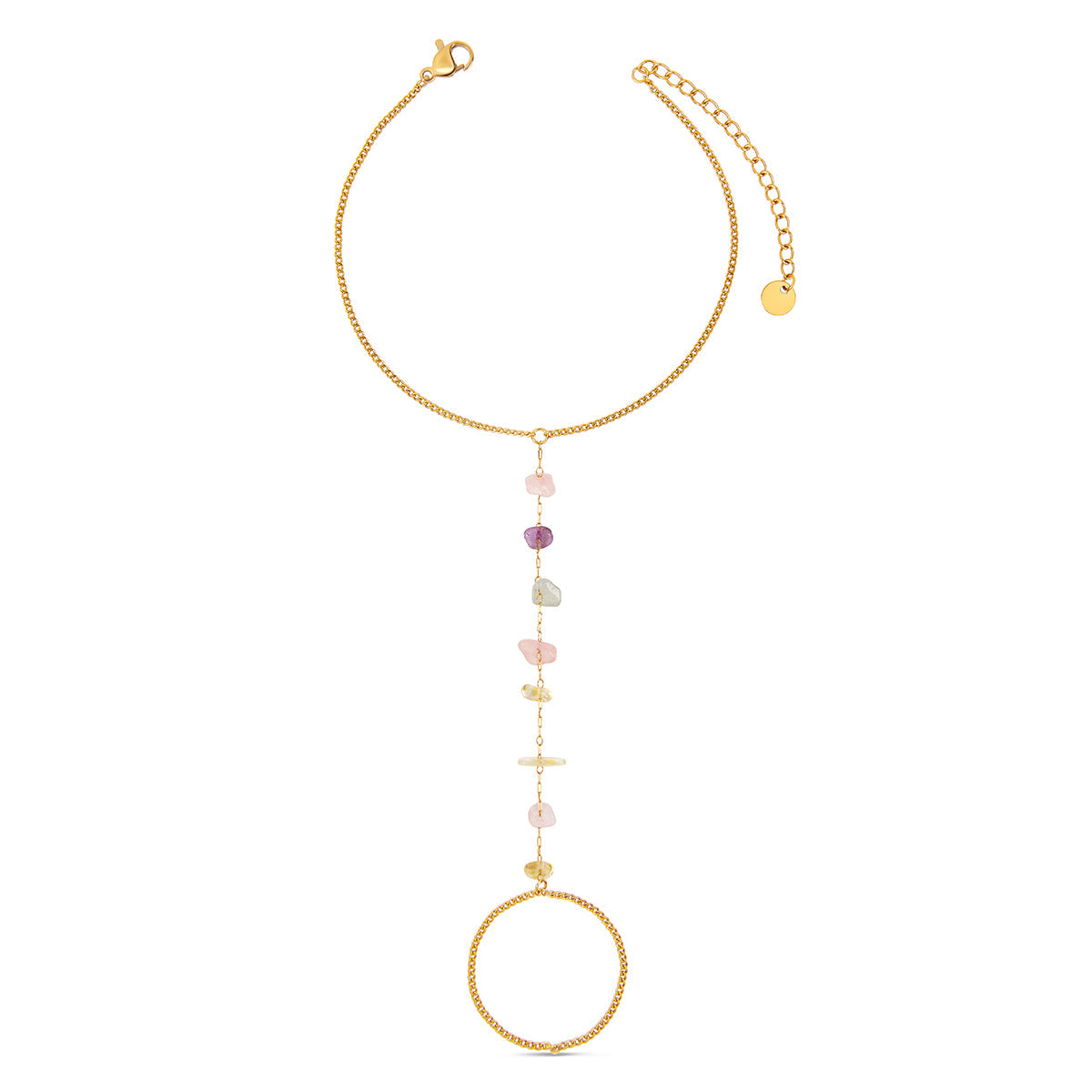 Gem Stone Hand Chain - Gold