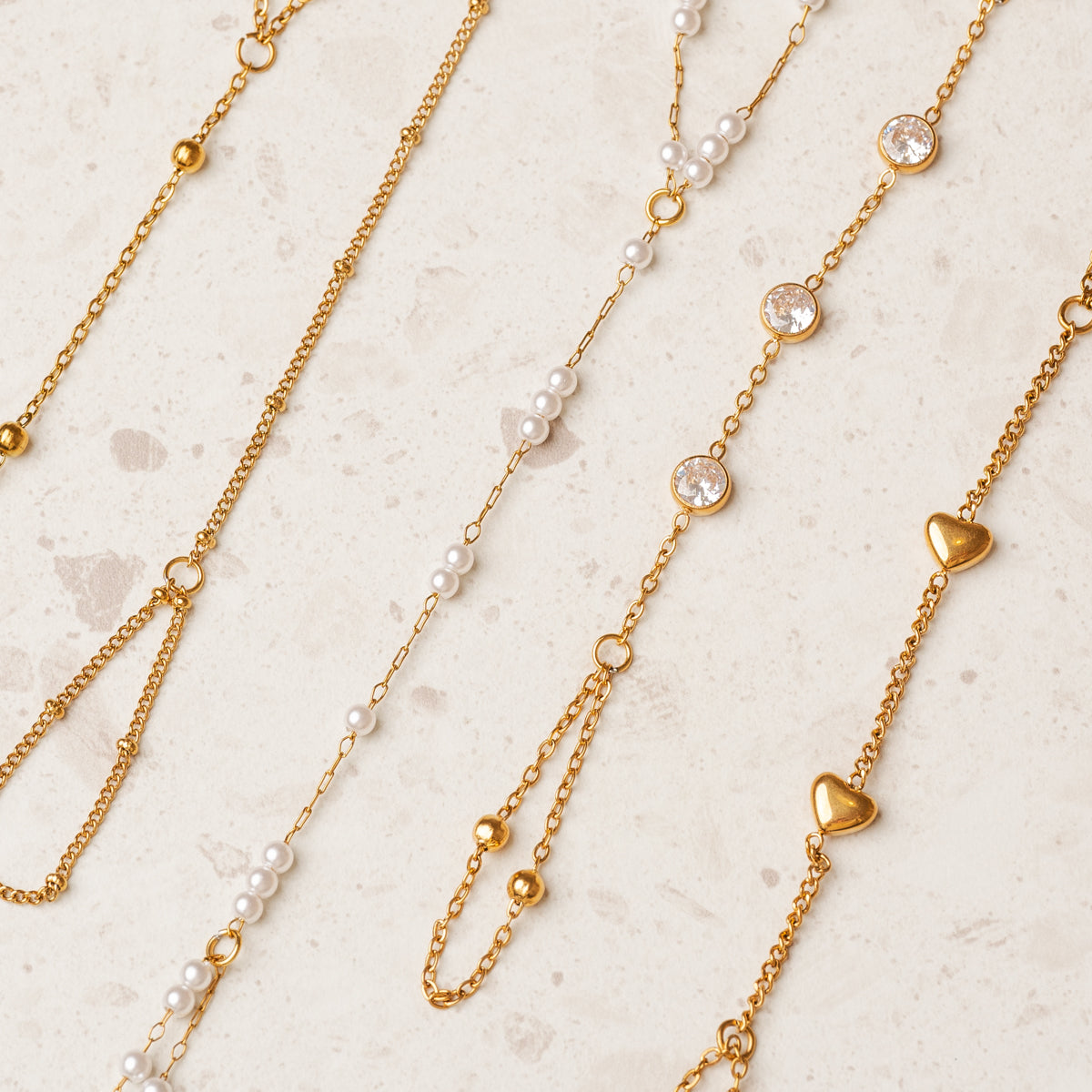 Stone Hand Chain - Gold