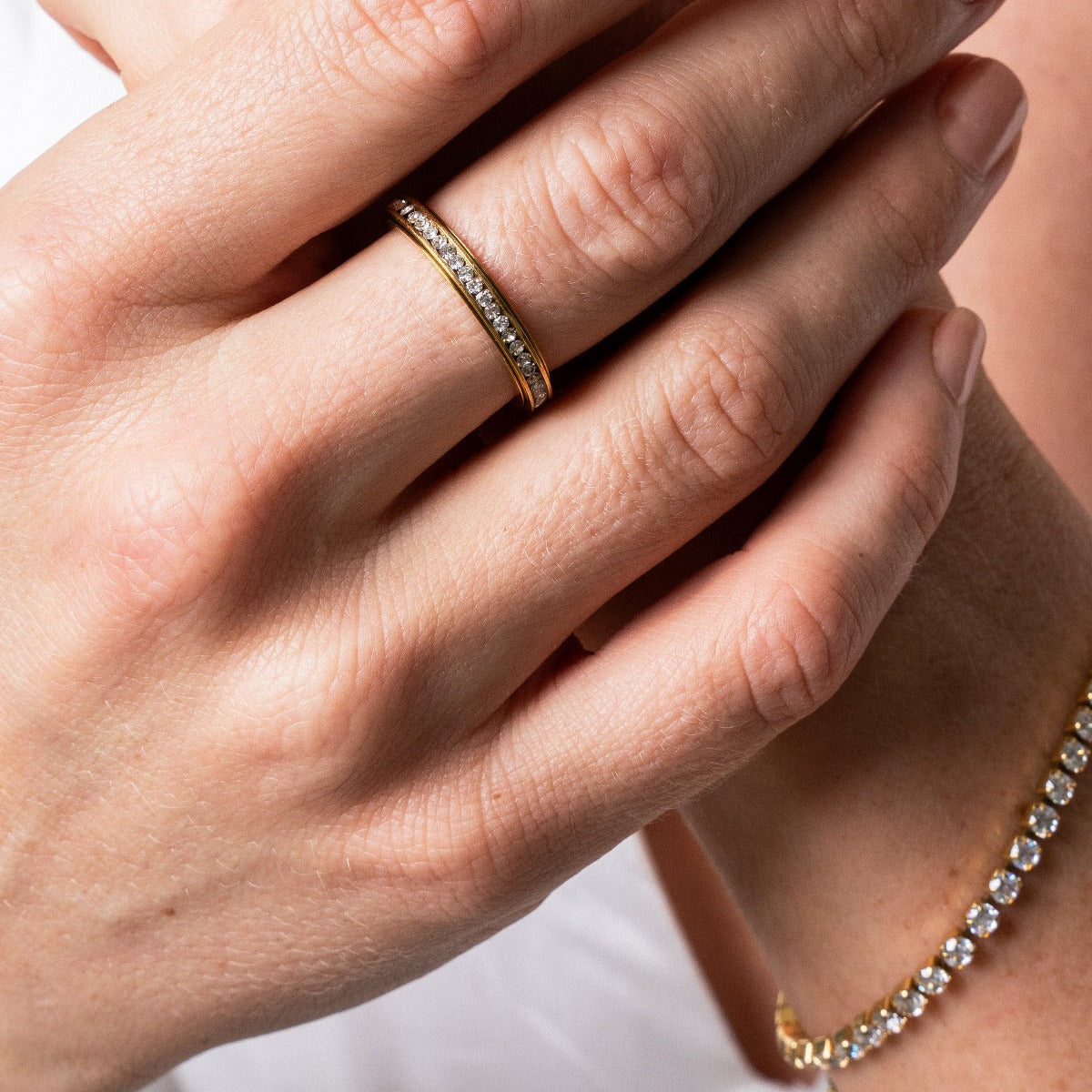 Rotatable Stone Ring - Gold